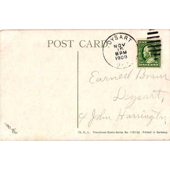 1909 We Are Dyeing To Meet You Theochrom Comic Series 1131-53 Postcard Posted - Picture 2 of 2